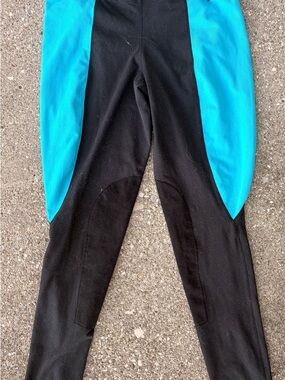 Kerrits Black and Teal Kids Riding Leggings